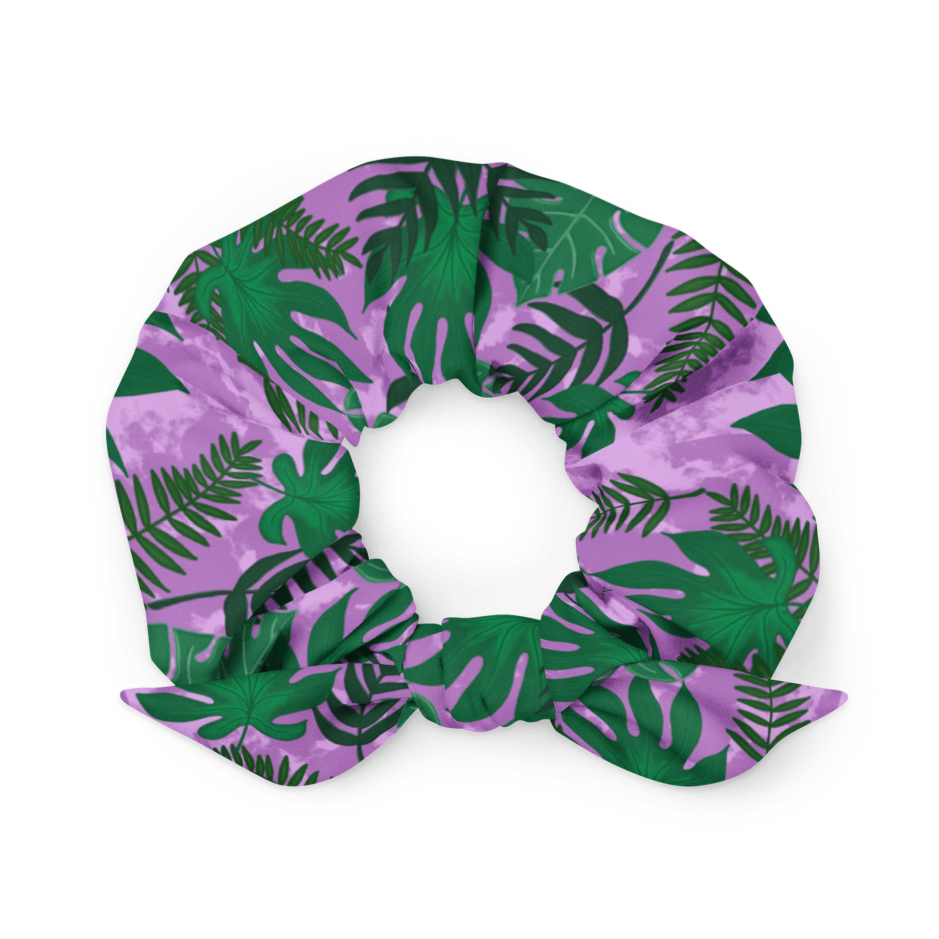 Jungle Leaves Pattern-Purple Background Scrunchie product image (2)