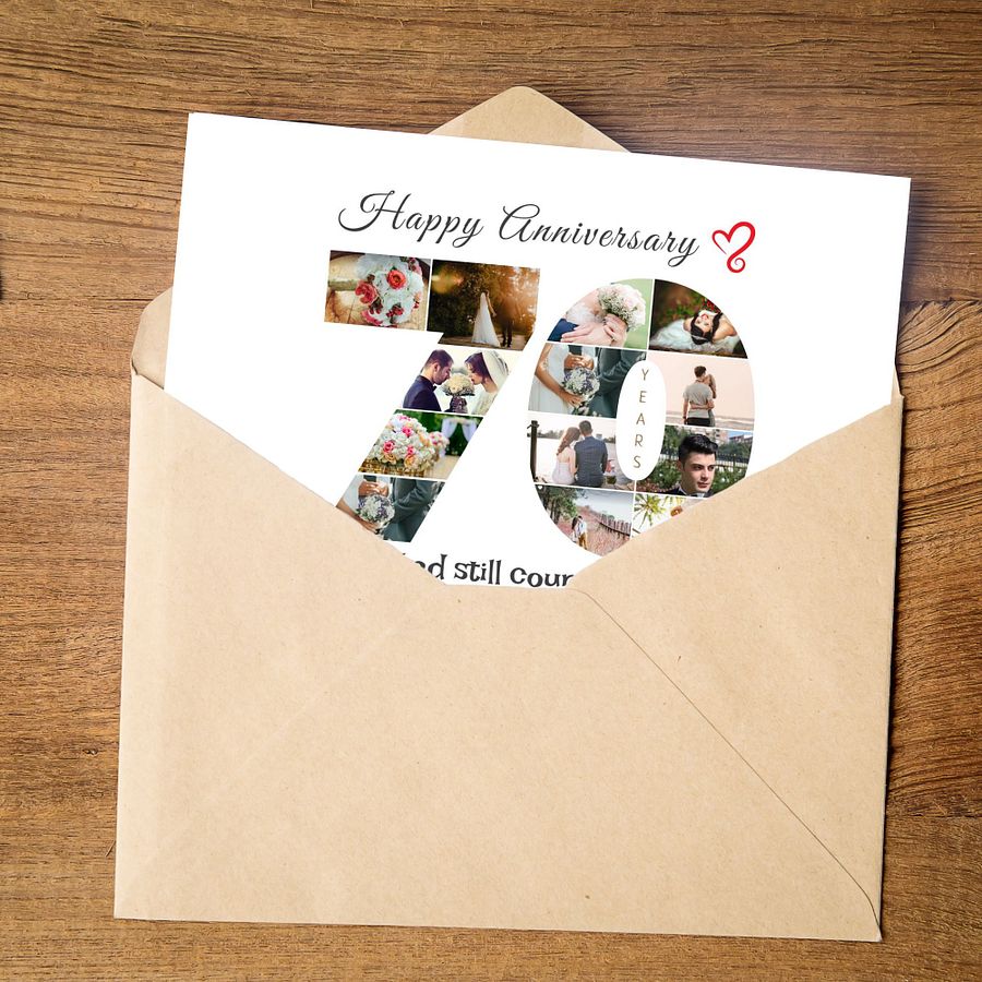 70 Year Anniversary Photo Card Editable Canva Template product image (2)