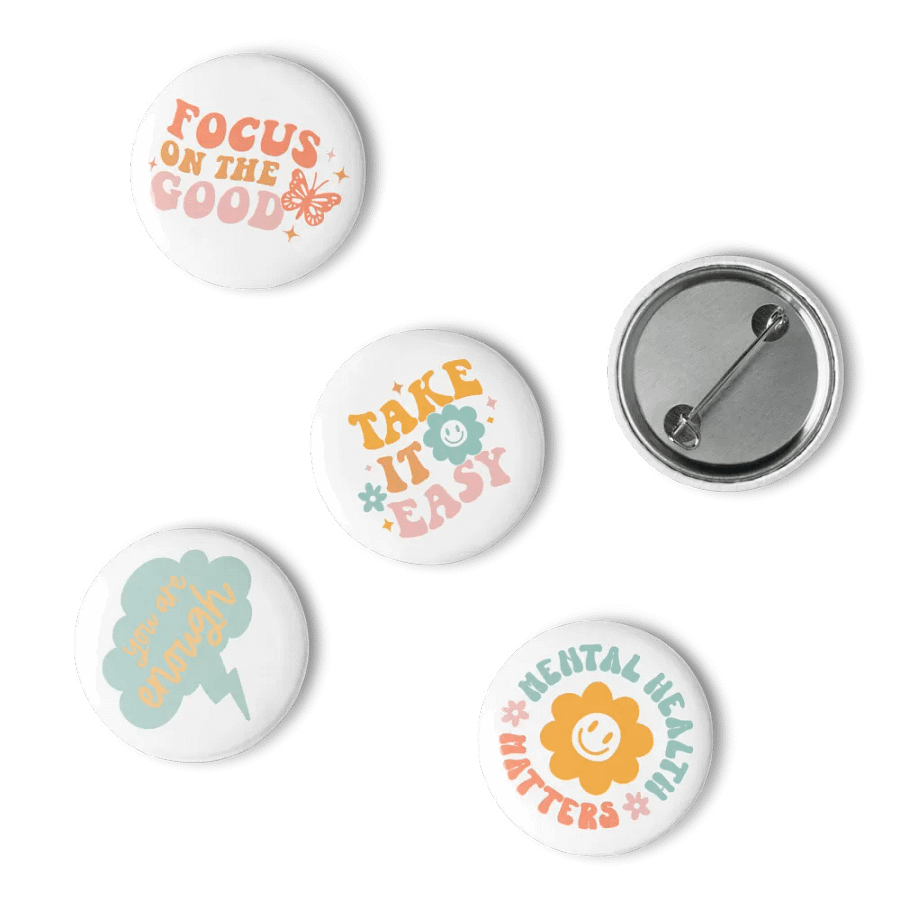 Good Vibes Mental Health Pin Button Set product image (15)