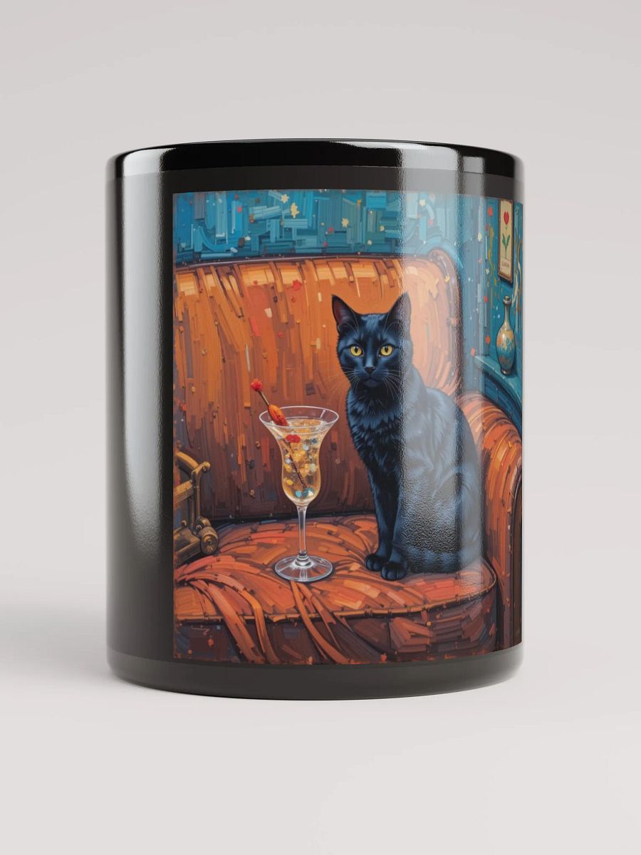 BLACK CAT ON COUCH NEXT TO MARTINI product image (10)