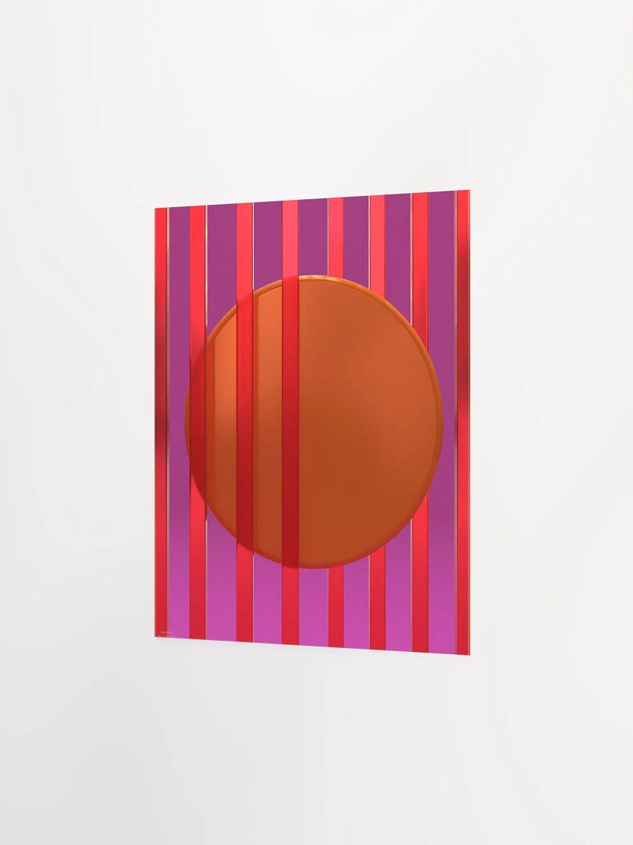 Minimalist 3D Digital Art | Pink Lines Orange Circle on Plum Background product image (3)
