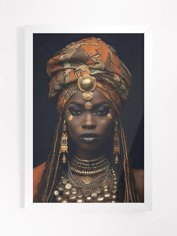 African Woman in Traditional Head Dress, Bronze Jewelry Poster Print, Framed product image (2)