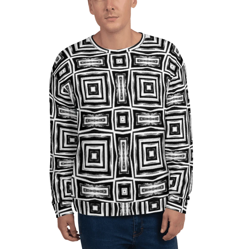 Abstract Monochrome Repeating Pattern Unisex All Over Print Sweatshirt product image (23)