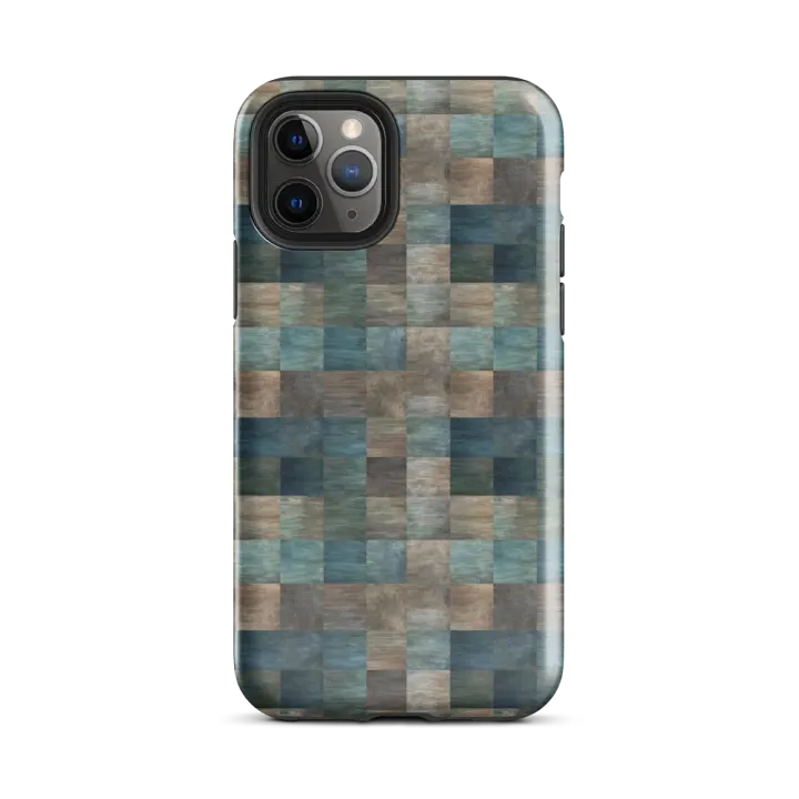 Tough Phone Case for iPhone® - Blue and Brown Checkered Pattern product image (2)