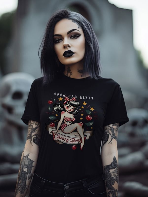 Cherry Bomb Pin-Up Girl Relaxed-fit T-Shirt product image (1)
