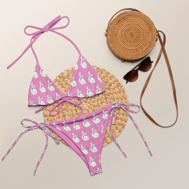 White Cat (art by Dina R.) akril painting picture - String Bikini product image (8)