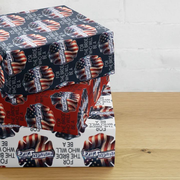 Wrapping Paper For The Bride To Be A Firefighter Wife Gift Wrap Sheet Set product image (2)