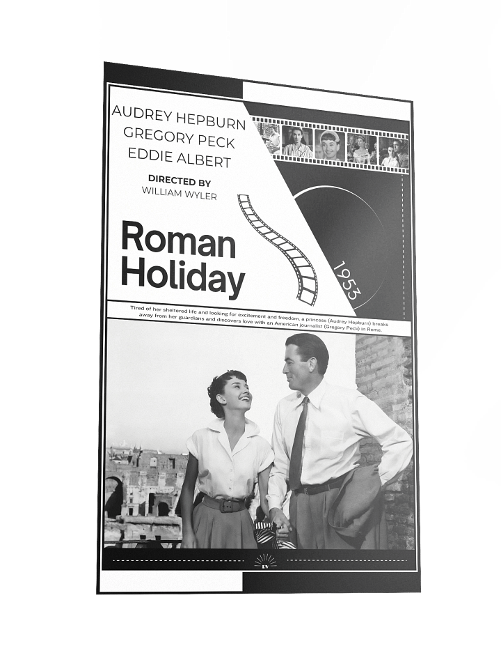 Roman Holiday with Audrey Hepburn and Gregory Peck 1953 | Movie Poster | 12x18 Wall Art product image (2)