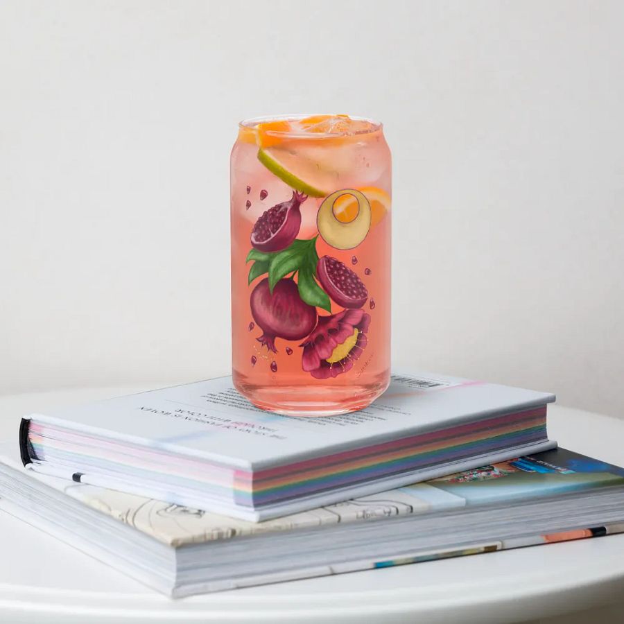 Pastel Poms 16 oz glass with or without lid and straw product image (12)