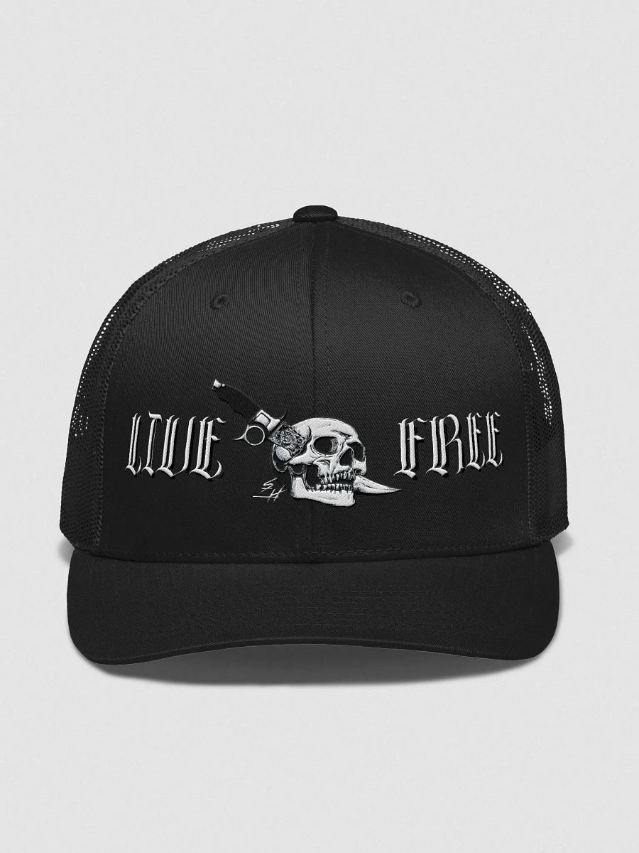 LIVE FREE Trucker Hat w/ Embroidered Skull & Knife product image (1)