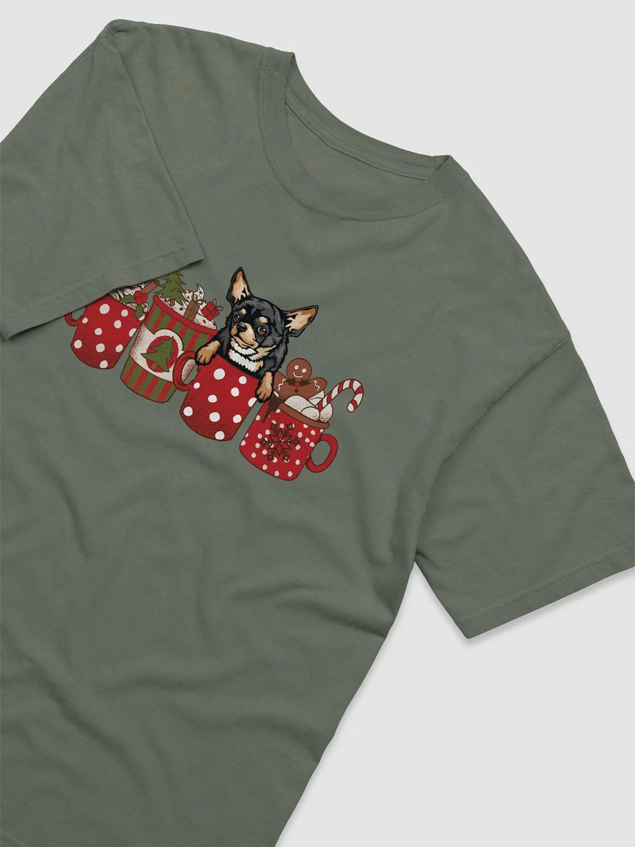 Cute Chihuahua(Tricolor) in a Christmas Cup T-Shirt | Funny Christmas Pup in a Cup product image (21)