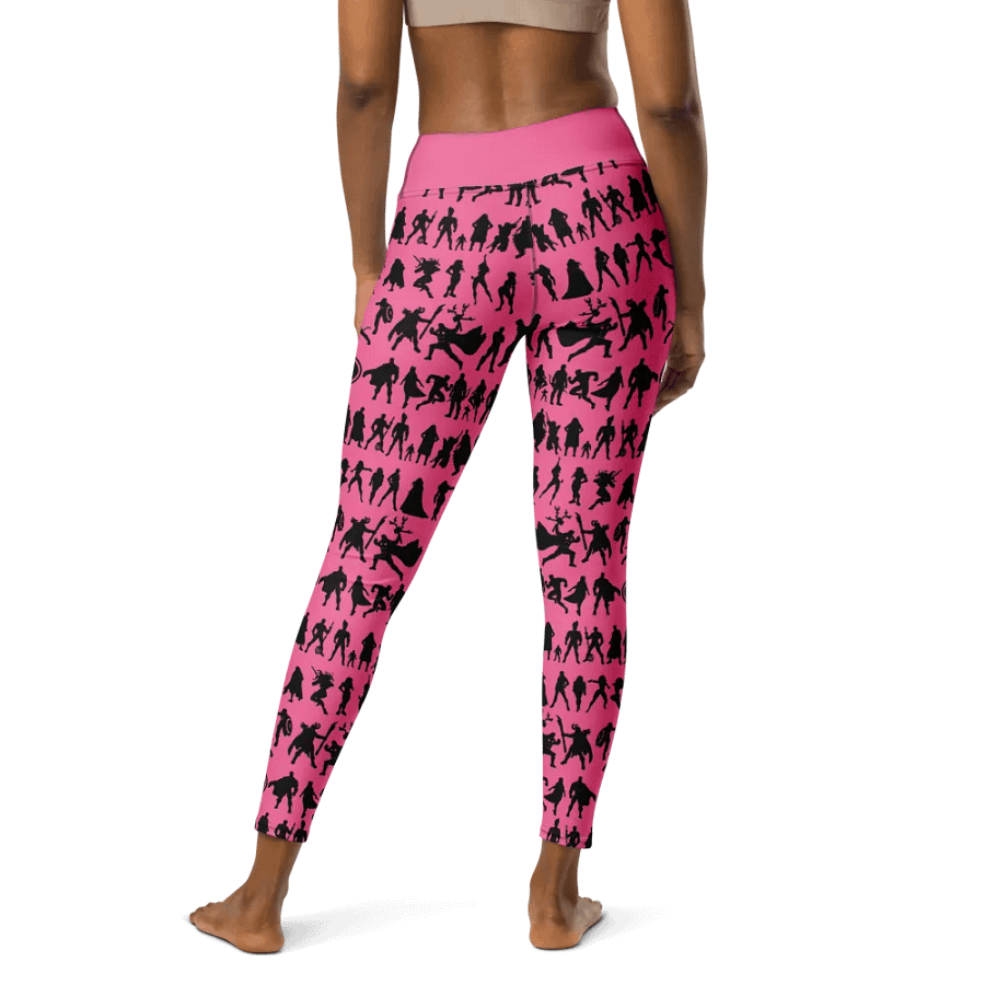 Heros Silhouettes Pattern PINK | All-Over Print Crossover Leggings with Pockets product image (2)