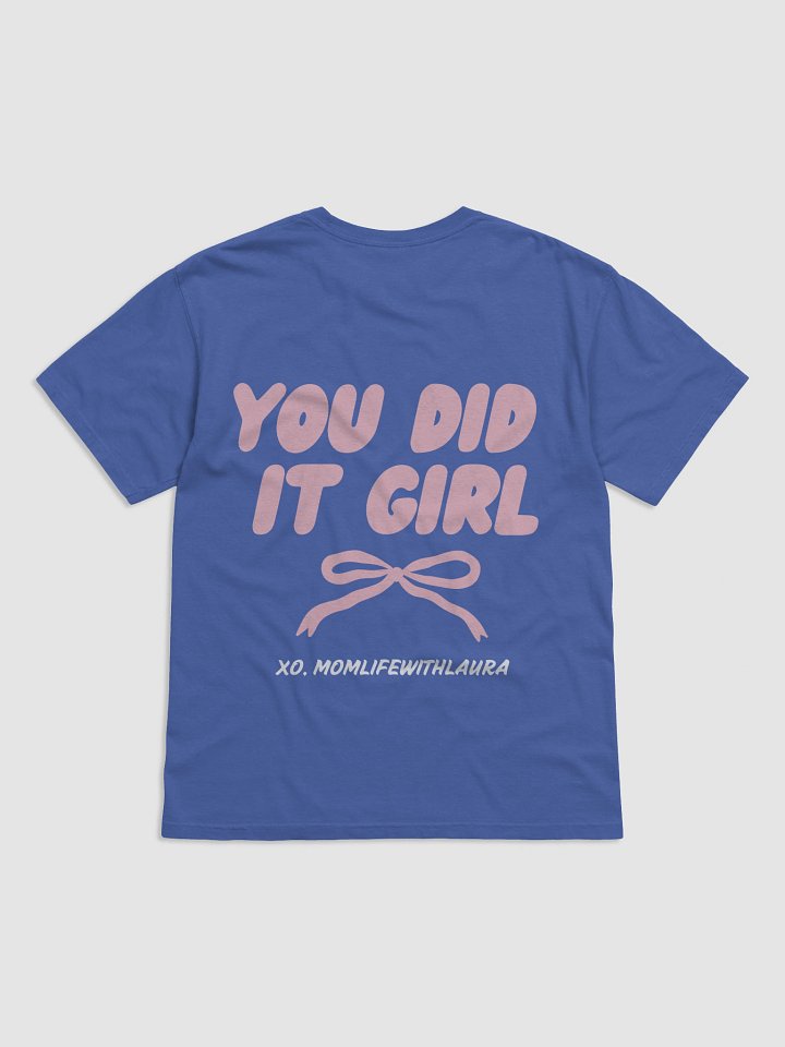 You Did it Girl Bow Comfort Colors Tee - Pink/Cobalt product image (2)