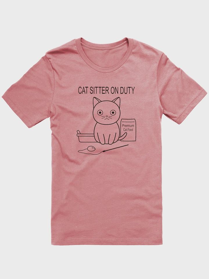 Cat Sitter on Duty Unisex Tee, Black Print product image (1)