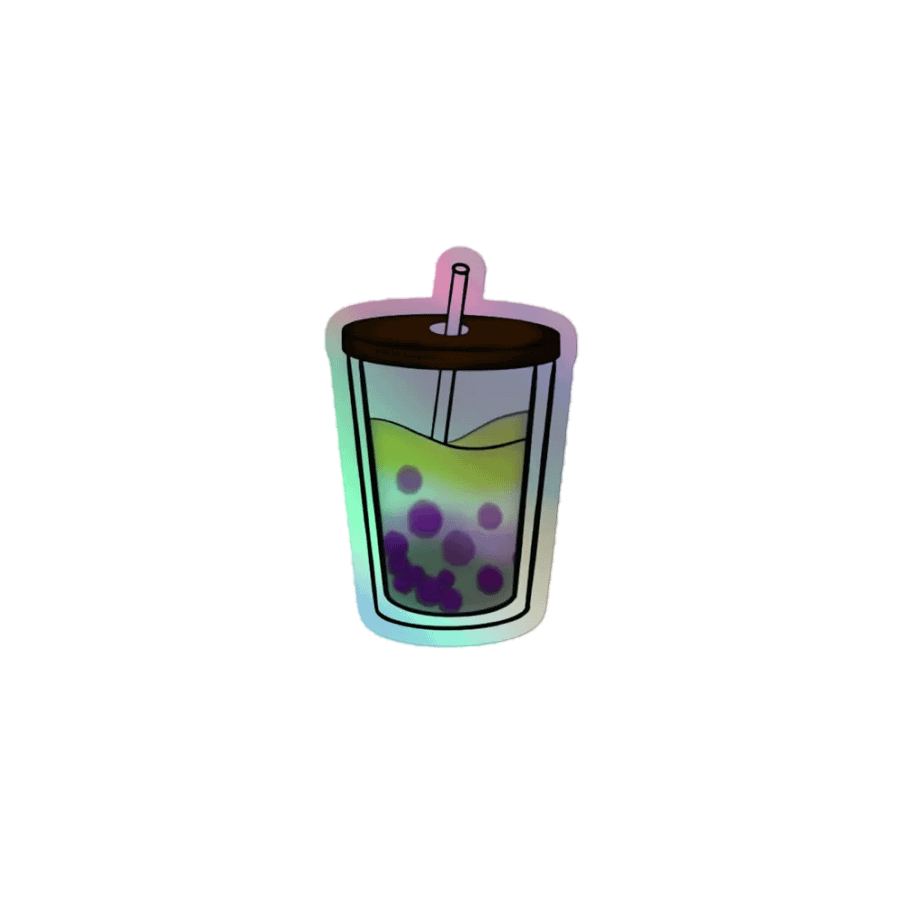 Boba Tea Non-binary Pride Holographic Sticker Sheet product image (6)