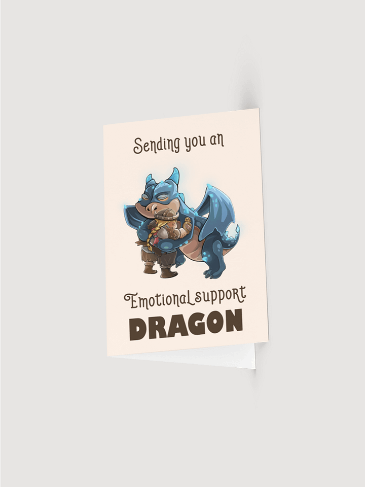 Emotional Support Dragon & Viking Warrior greeting card, cute gift for RPG players and fantasy fiction lovers product image (1)