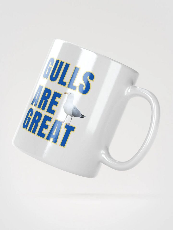 GULLS ARE GREAT Glossy White Mug with Blue Text product image (3)