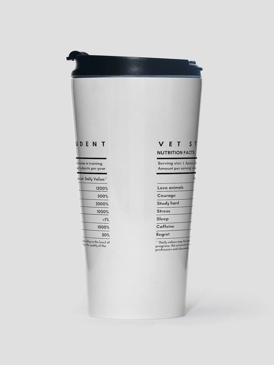 "Vet Student Nutrition Facts" Stainless Steel Travel Mug product image (2)