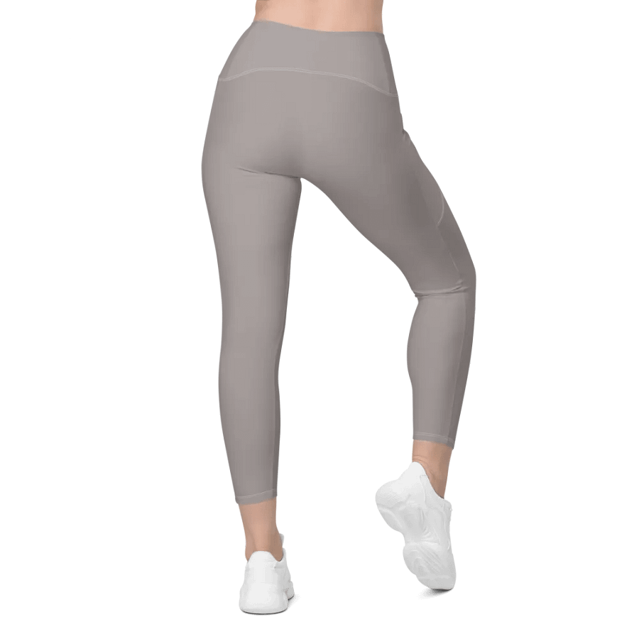 Plain Grey Soft Summer Women's High Waisted Premium Crossover Leggings with Pockets by Treasure Pie product image (3)