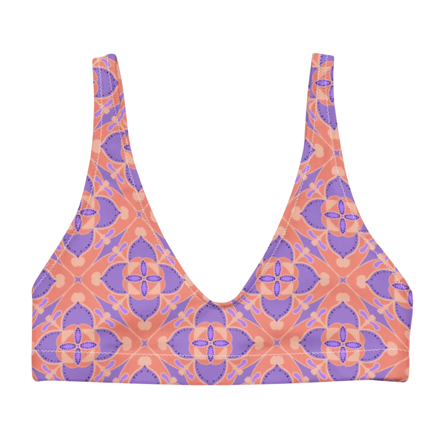 Pastel Orange and Mauve Pattern Padded Bikini Top product image (4)