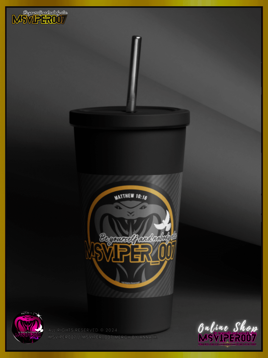 Tumbler - "MsViper_007™ Brand [gld-yllw/blk] - Support&Sport" Insulated Tumbler with a Straw By Anna H. product image (11)