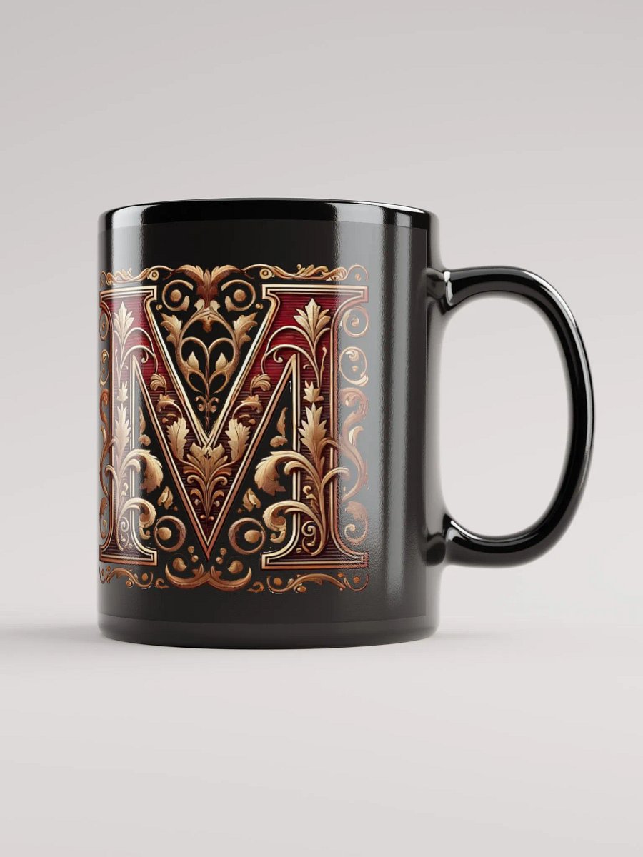 Victorian Letter 'M' Black Glossy Mug product image (1)