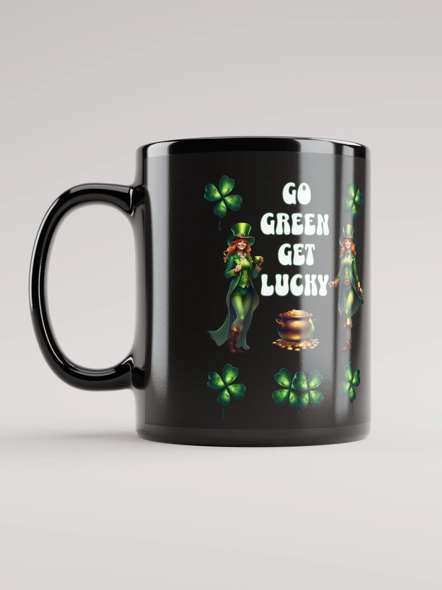 Go Green Get Lucky - St. Patrick's Day Black Mug product image (7)