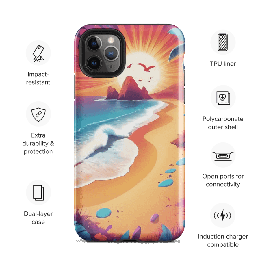Sunrise Serenity: Psychedelic Beach iPhone Case product image (35)
