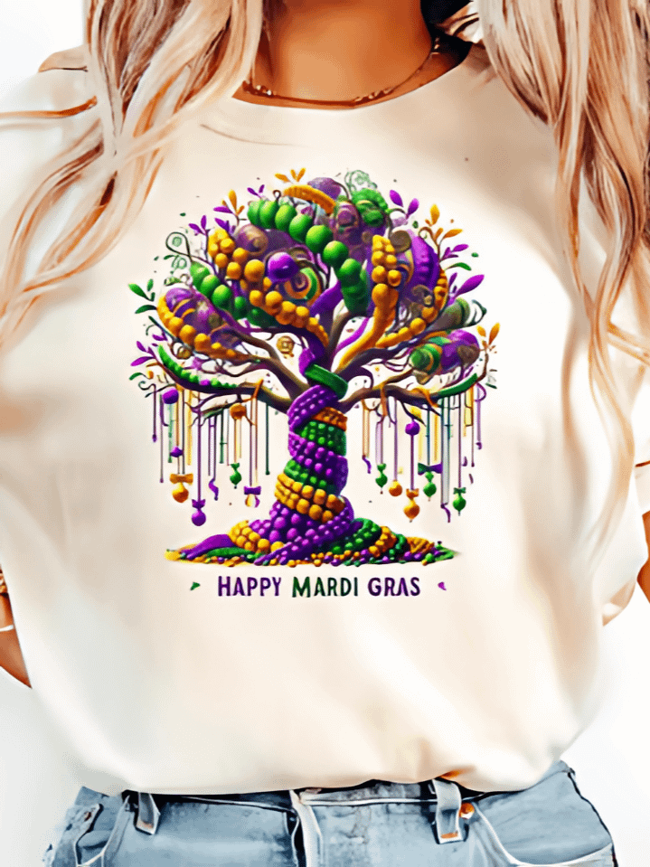 Coquette Mardi Gras Tree T-Shirt Design – Festive Carnival Tree Sublimation PNG – Stylish Holiday Flair – Instant Digital Download – High-Resolution 300 DPI product image (1)