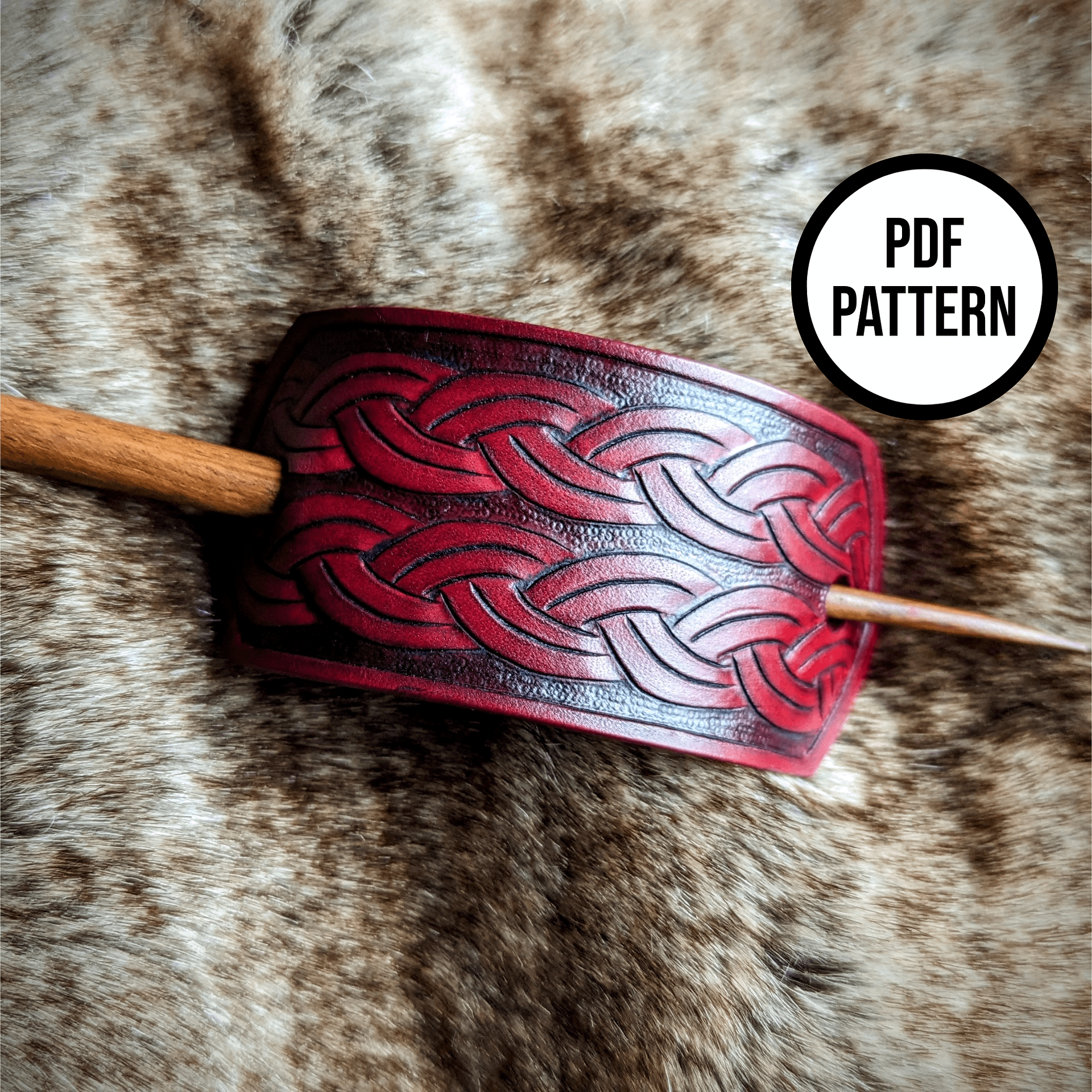 Knotwork Leather Hair Stick - PDF Pattern for Leatherwork product image (1)