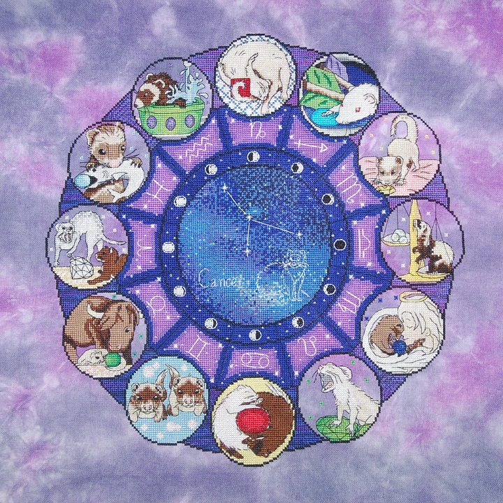 Ferret Zodiac Birthstones Cross Stitch Pattern (Digital PDF) product image (1)