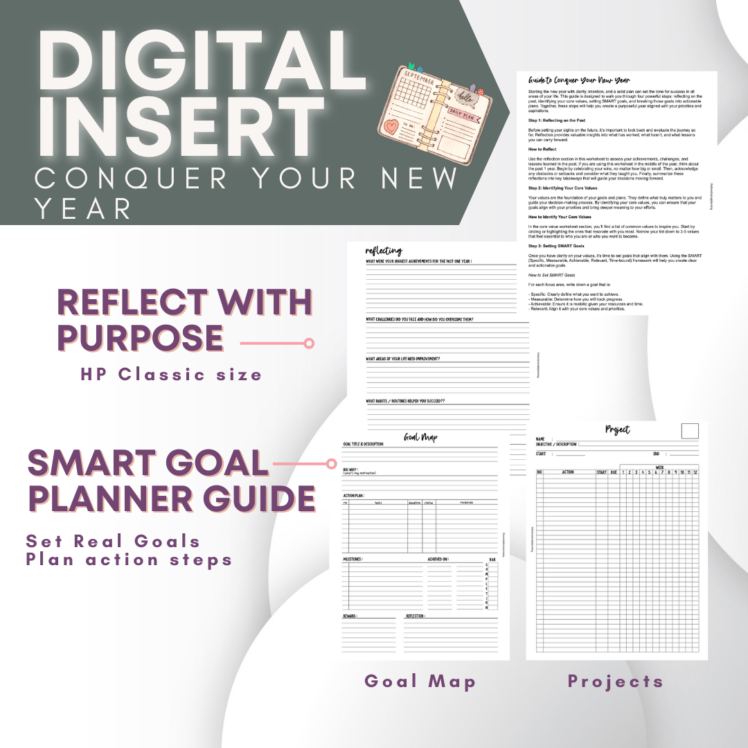 Conquer your New Year | SMART Goal Planner Guide | HP Classic Size product image (1)