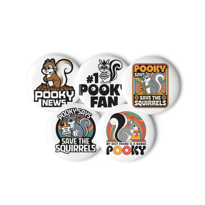 Original Pooky Artwork Buttons: Set of Five -w product image (3)