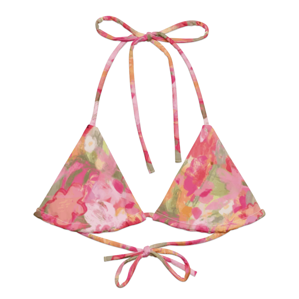 Recycled String Bikini Top "Sweet Pastel Florals of Spring" product image (2)