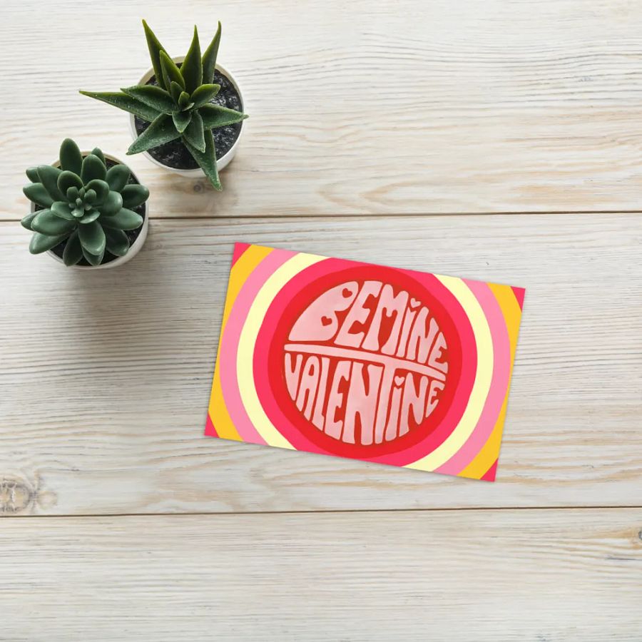 Be Mine Valentine retro landscape greetings card product image (10)