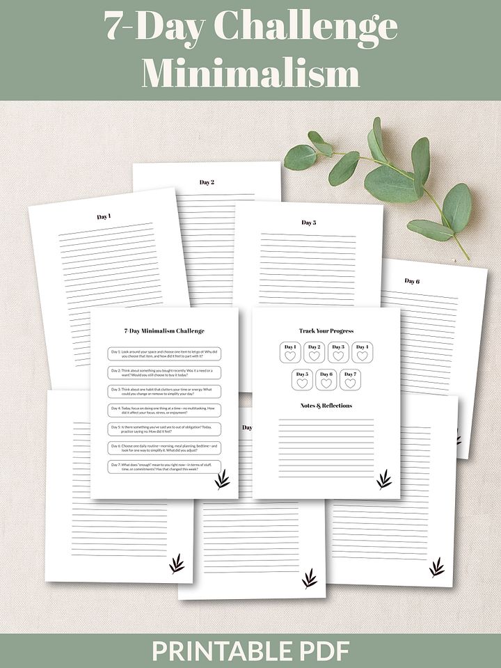 7-Day Minimalism Challenge Printable product image (1)