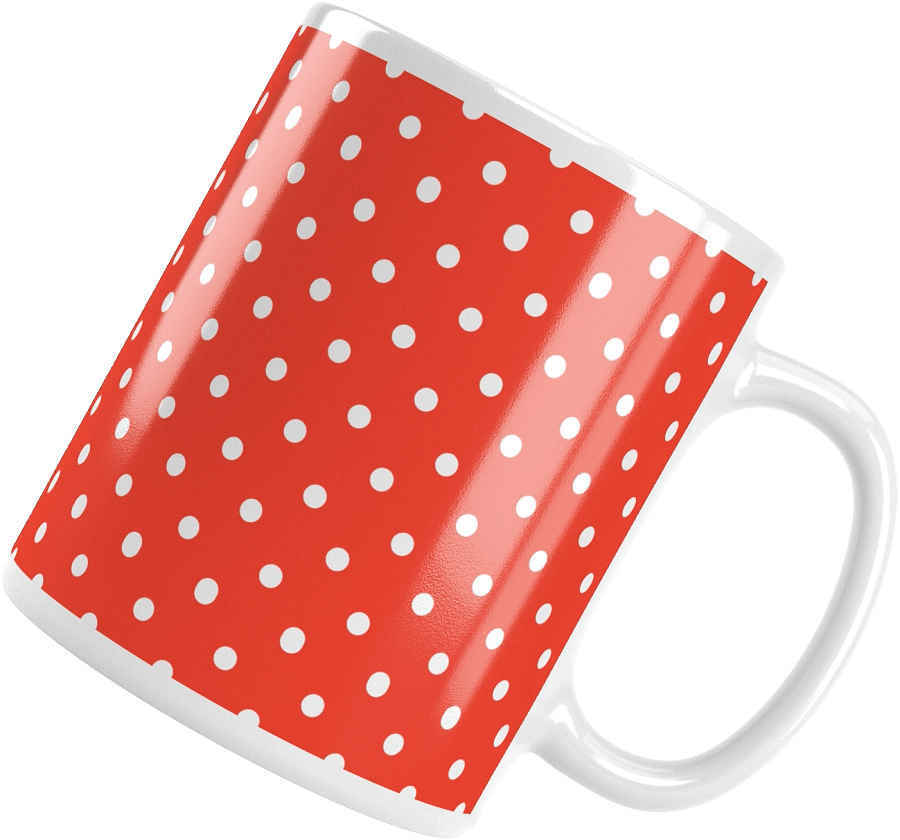 White Polka Dots on Red Glossy Coffee Mug product image (4)