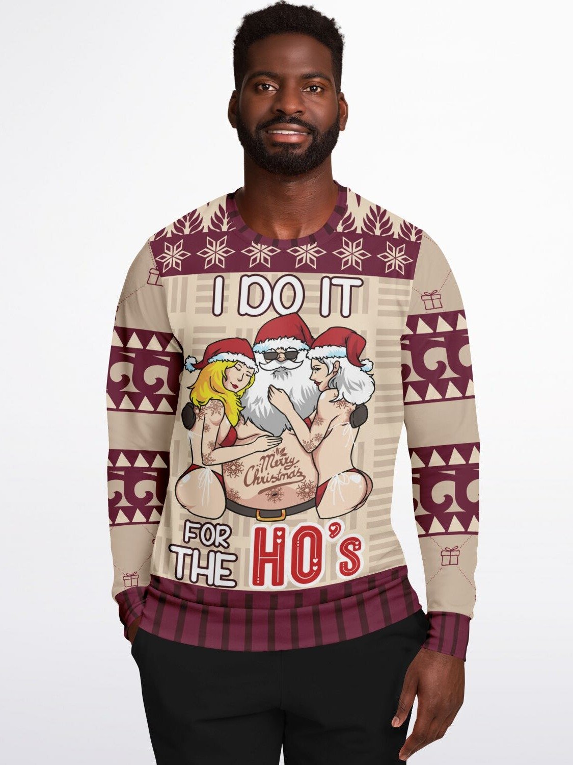 "I Do It for the Ho's" Naughty Christmas Sweatshirt | Funny Santa Graphic Holiday Sweater | Adult Humor Xmas Outfit product image (3)