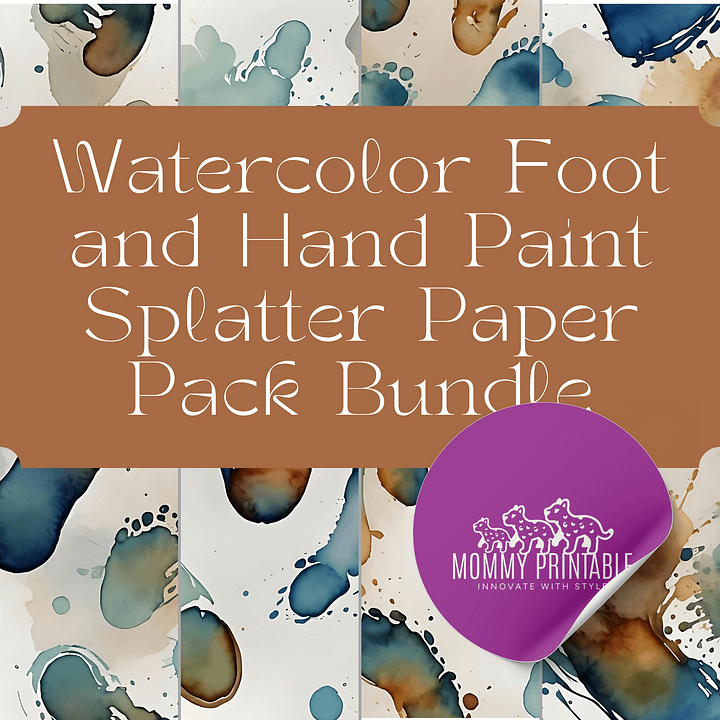 Watercolor Foot and Hand Paint Splatter Paper Pack Bundle product image (1)