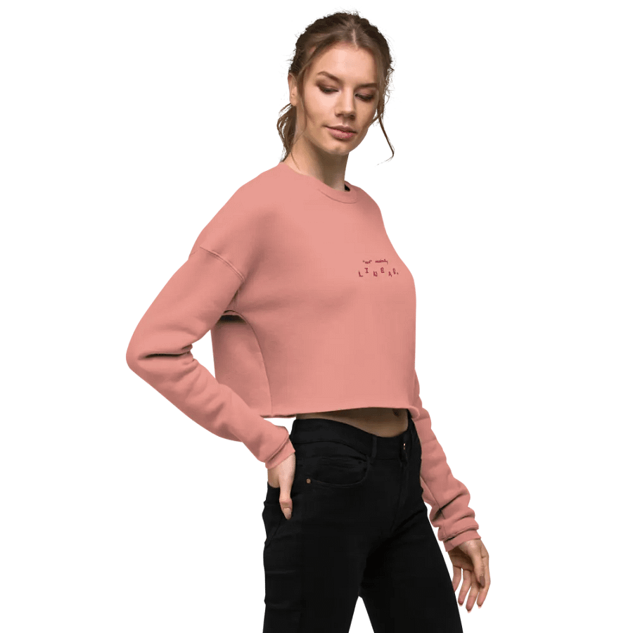 *not* mentally linear. (pink thread) embroidered fleece crop crew product image (33)
