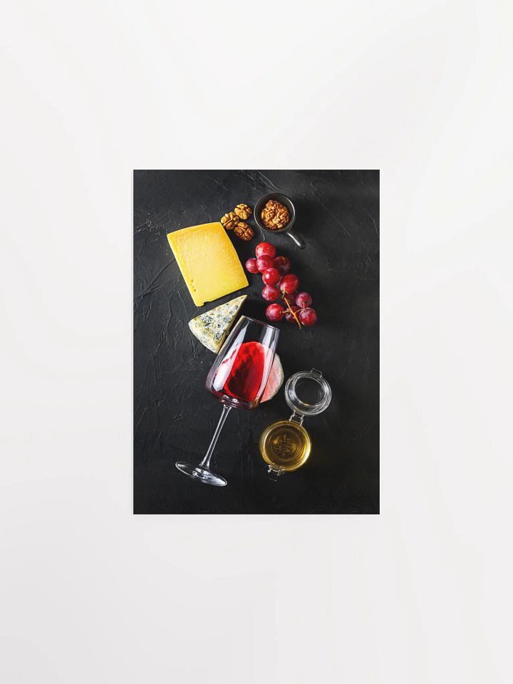 Red wine and cheese (Italian, Spanish cuisine) — Food kitchen poster/blackboard, kitchen wall art, aesthetic poster, minimalist poster product image (2)