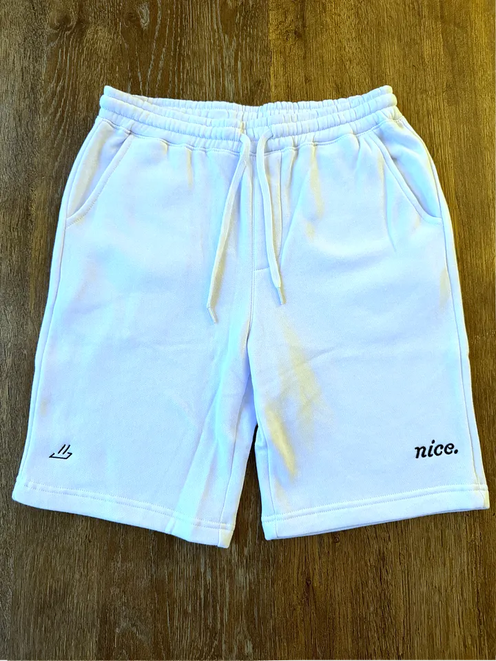 Nice. Embroidered Sweatshorts (White) product image (1)