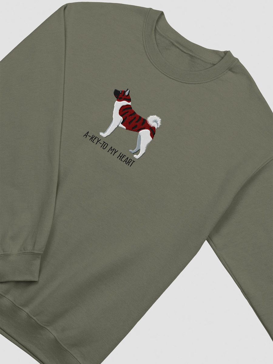 A-Key-To My Heart Sweatshirt (Embroidered) of an American Akita(Brindle) product image (9)