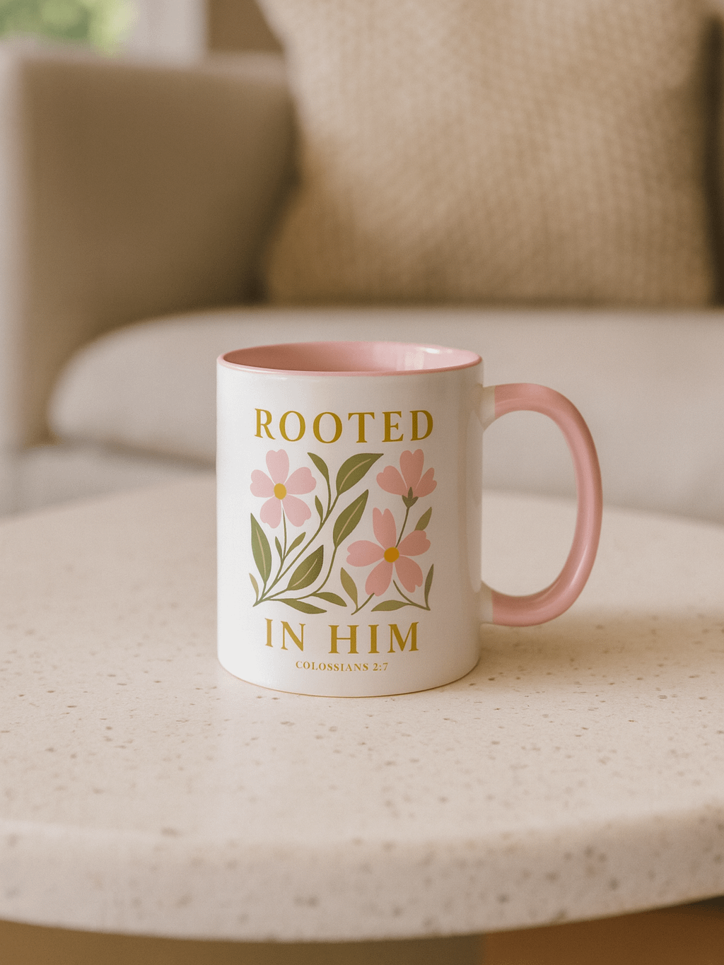 Elegant Floral Christian Mug for Women Inspired by Colossians 2:7 product image (3)