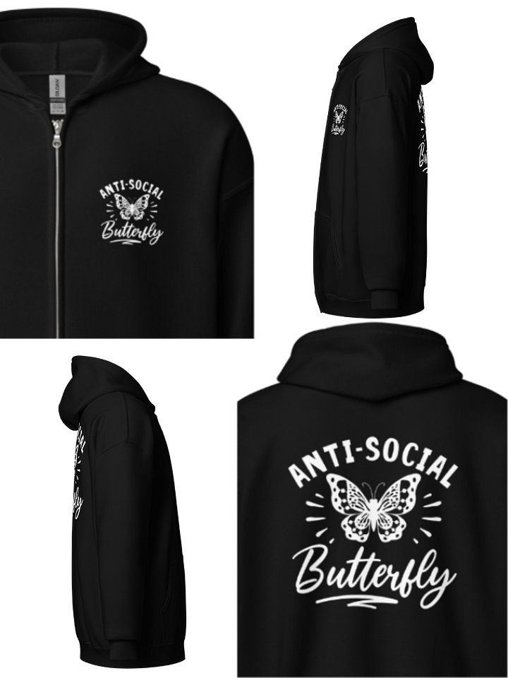 Anti-Social Butterfly Zip Up Hoodie (Front & Back) product image (1)