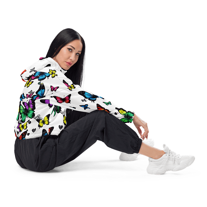 Butterfly Blooms Women's Cropped Windbreaker product image (1)