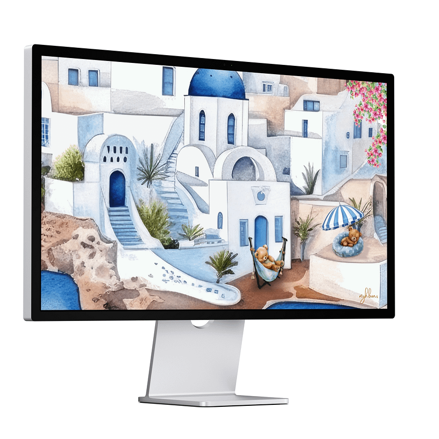 Santorini Dreaming Desktop, Laptop & Smart TV Digital Wallpaper | Instant Download | Multiple Resolutions product image (5)