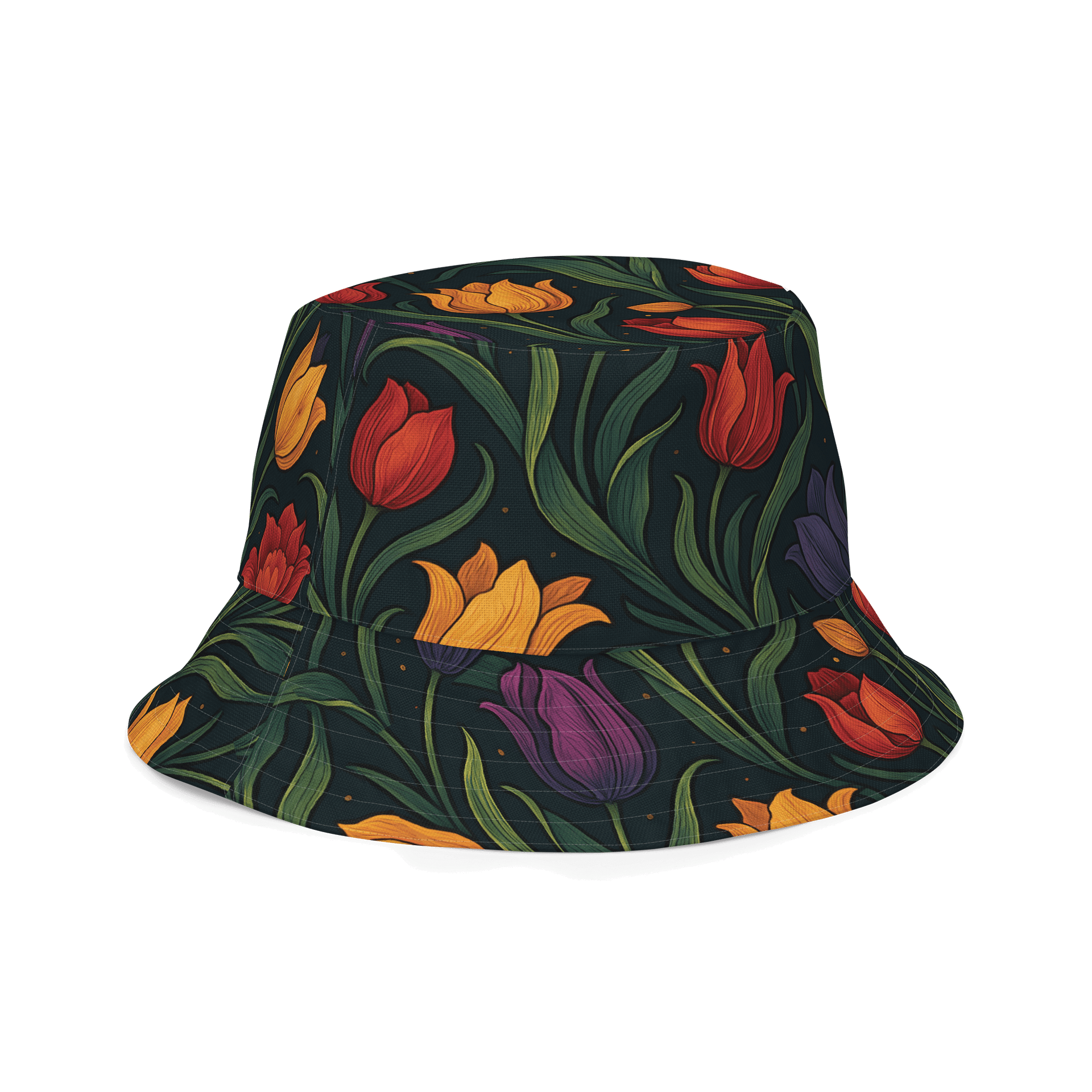 Yellow, Red, and Purple Tulips Reversible Bucket Hat – Bold Floral Sun Hat for Outdoor Style product image (3)