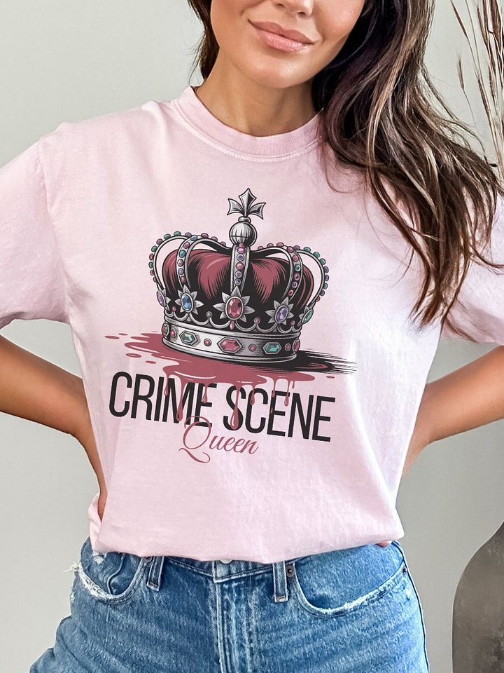 Crime Scene Queen T-Shirt - Feminine True Crime Shirt for Women product image (34)