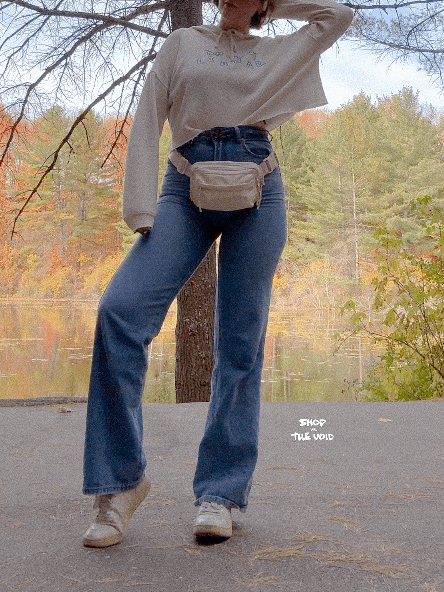 *not* mentally linear (lined design, #709AAF) lightweight cropped hoodie product image (3)